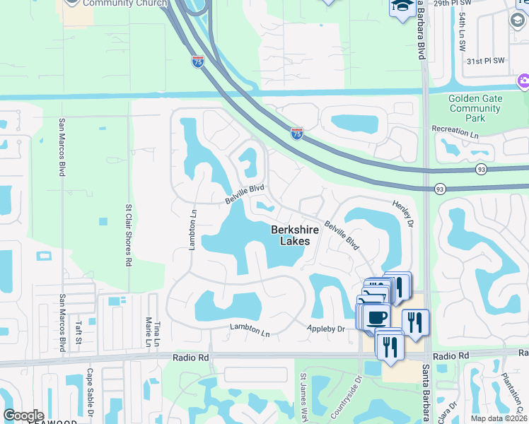 map of restaurants, bars, coffee shops, grocery stores, and more near 582 Windsor Square in Naples