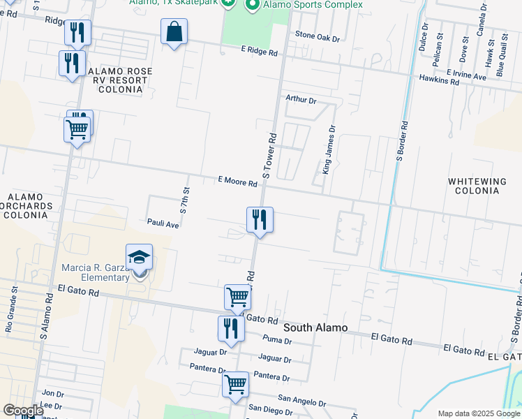 map of restaurants, bars, coffee shops, grocery stores, and more near 437 Rene Street in Alamo