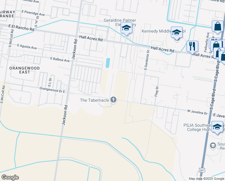 map of restaurants, bars, coffee shops, grocery stores, and more near 3523 South Dominique Drive in Pharr