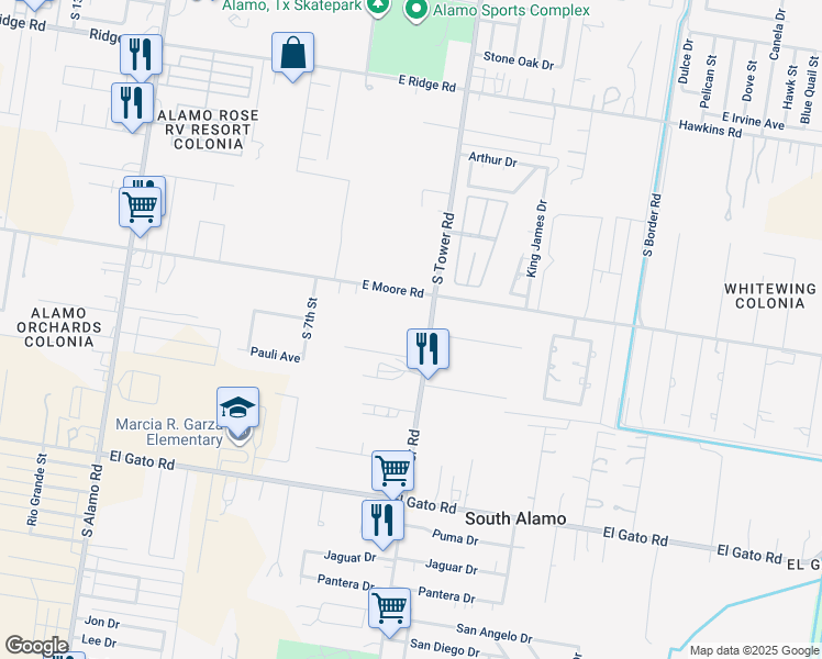 map of restaurants, bars, coffee shops, grocery stores, and more near 437 Rene Street in Alamo