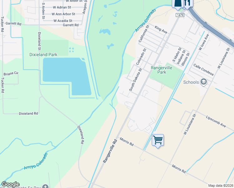 map of restaurants, bars, coffee shops, grocery stores, and more near 1906 Wyoming Drive in Harlingen