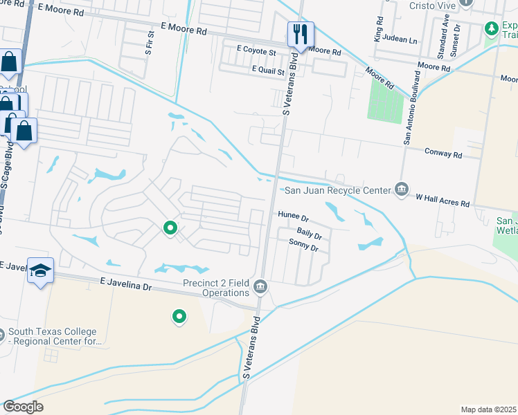 map of restaurants, bars, coffee shops, grocery stores, and more near 1515 New Orleans Circle in Pharr