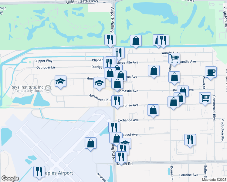 map of restaurants, bars, coffee shops, grocery stores, and more near 1029 Airport-Pulling Road in Naples