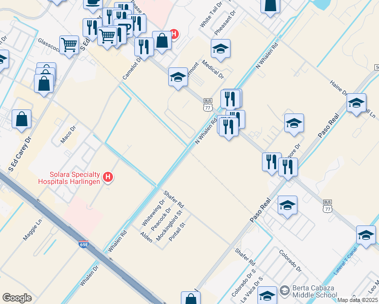 map of restaurants, bars, coffee shops, grocery stores, and more near 443 North Whalen Road in San Benito