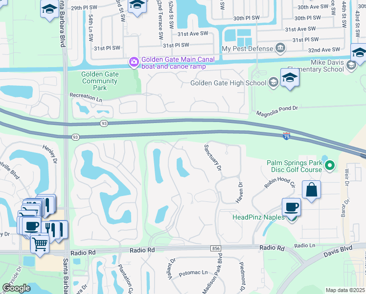 map of restaurants, bars, coffee shops, grocery stores, and more near 655 Luisa Lane in Naples