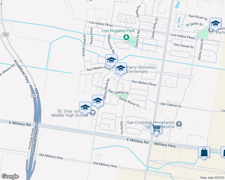 map of restaurants, bars, coffee shops, grocery stores, and more near 2911 San Gabriel in Mission