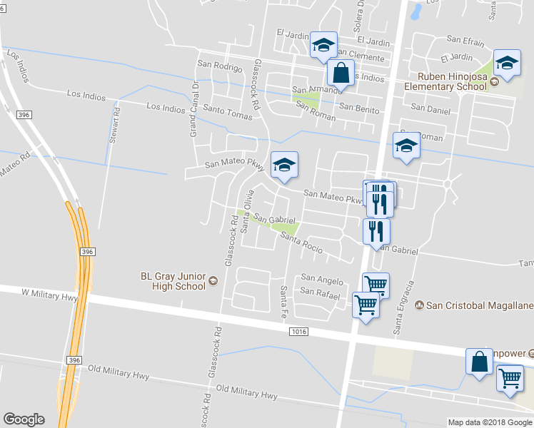 map of restaurants, bars, coffee shops, grocery stores, and more near 4004 Santa Susana in Mission