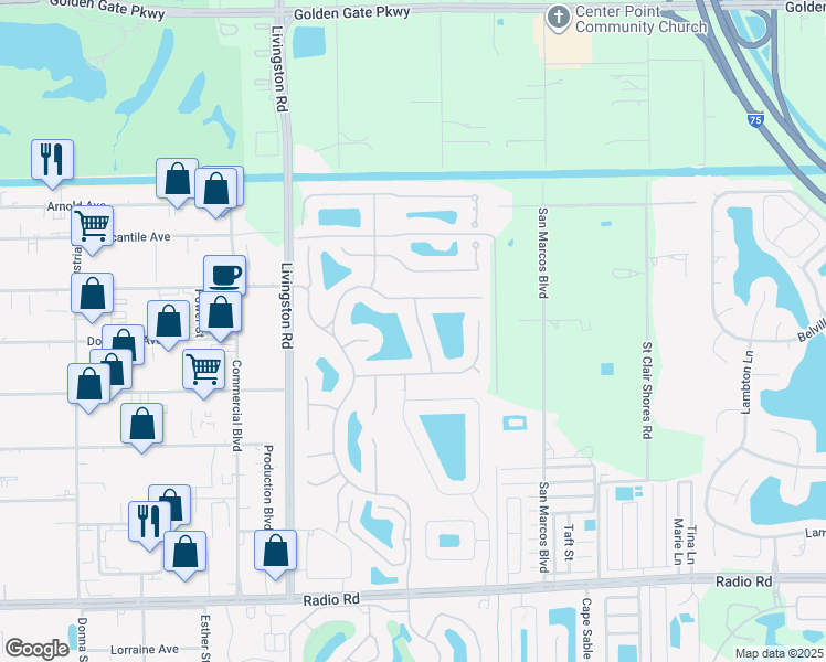 map of restaurants, bars, coffee shops, grocery stores, and more near 930 Marble Drive in Naples
