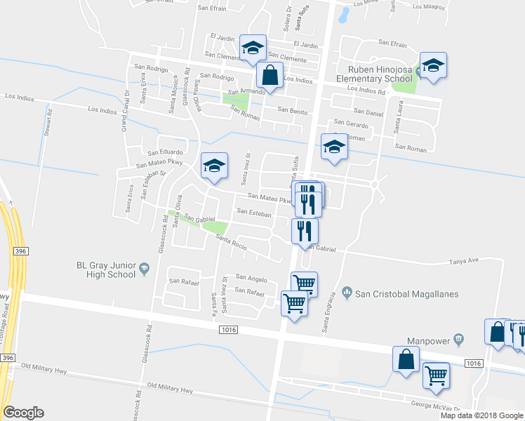 map of restaurants, bars, coffee shops, grocery stores, and more near 3401 San Esteban in Mission