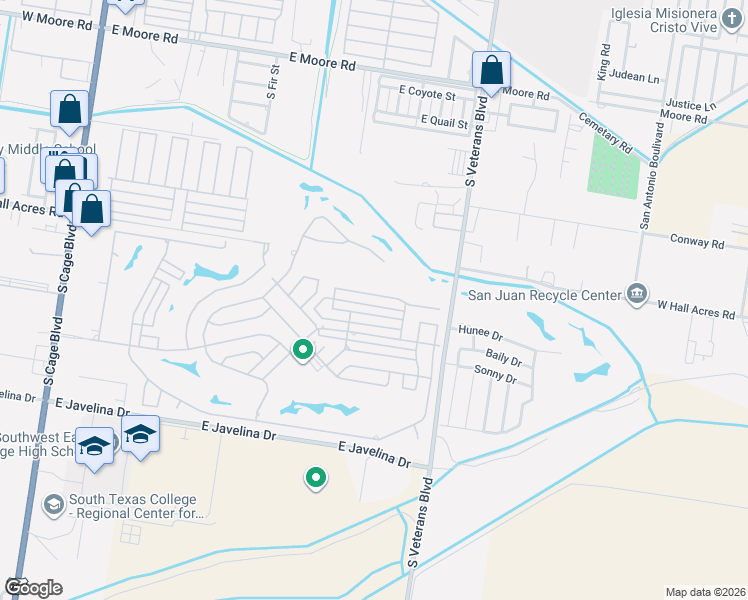 map of restaurants, bars, coffee shops, grocery stores, and more near 704 New Orleans Circle in Pharr