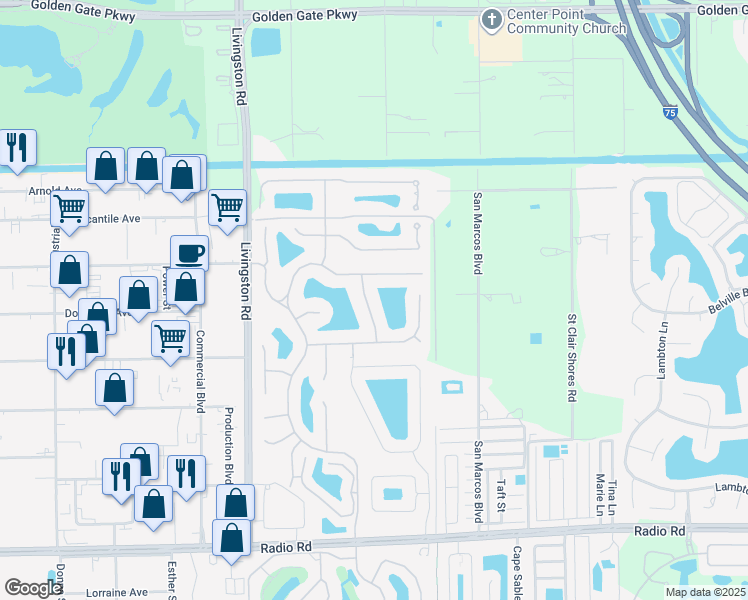 map of restaurants, bars, coffee shops, grocery stores, and more near 930 Marble Drive in Naples