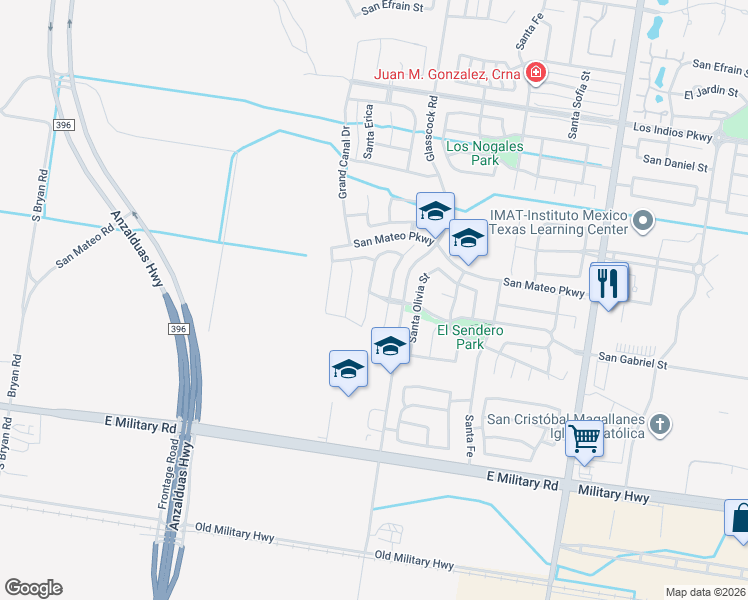 map of restaurants, bars, coffee shops, grocery stores, and more near 4102 Santa Maria Street in Mission