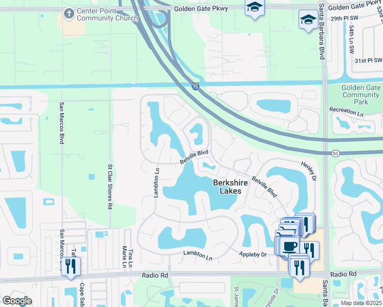 map of restaurants, bars, coffee shops, grocery stores, and more near 800 New Waterford Drive in Naples