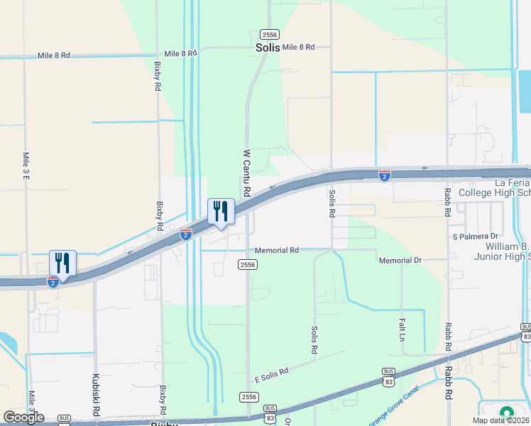 map of restaurants, bars, coffee shops, grocery stores, and more near 27294 Farm to Market Road 2556 in La Feria