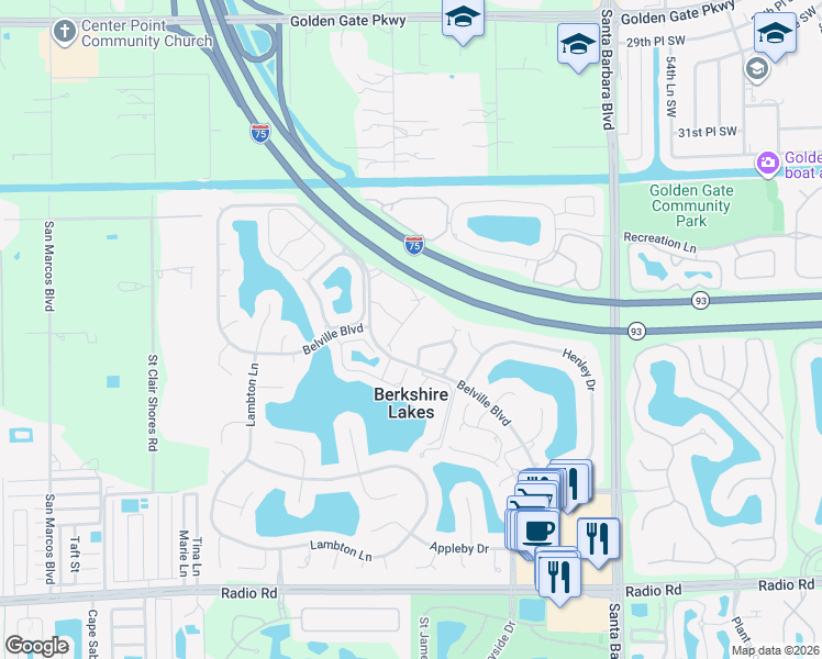 map of restaurants, bars, coffee shops, grocery stores, and more near 737 Landover Court in Naples