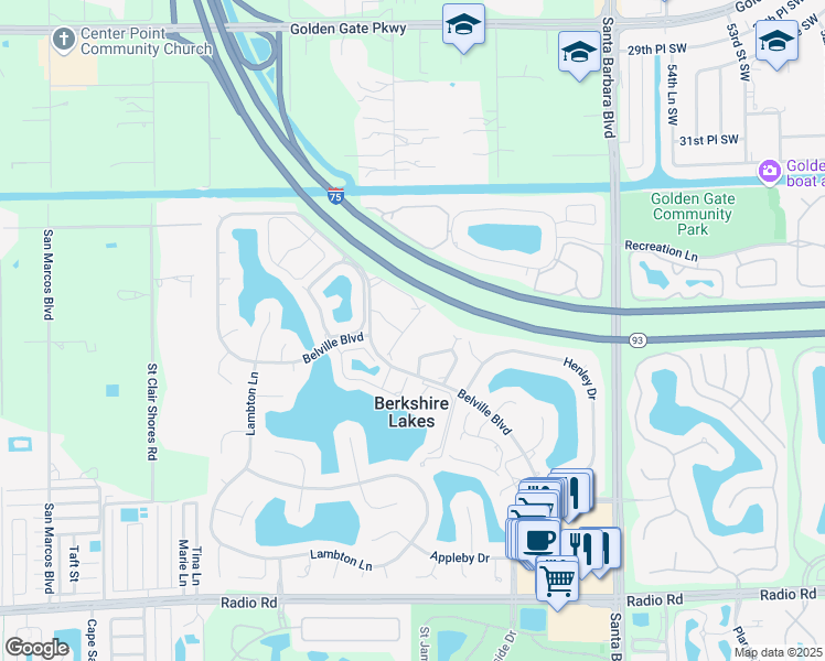map of restaurants, bars, coffee shops, grocery stores, and more near 653 Squire Court in Naples