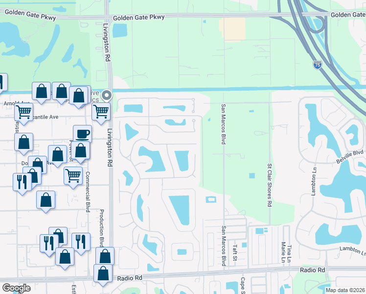 map of restaurants, bars, coffee shops, grocery stores, and more near 2035 Terrazzo Lane in Naples