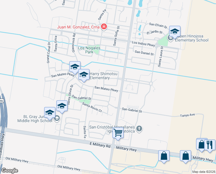 map of restaurants, bars, coffee shops, grocery stores, and more near 3400 San Eduardo Street in Mission