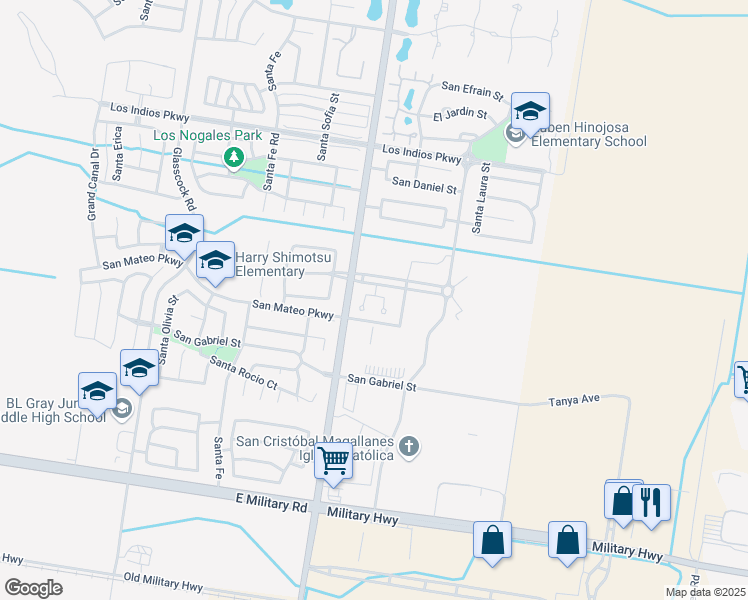 map of restaurants, bars, coffee shops, grocery stores, and more near 3700 Plantation Grove Boulevard in Mission