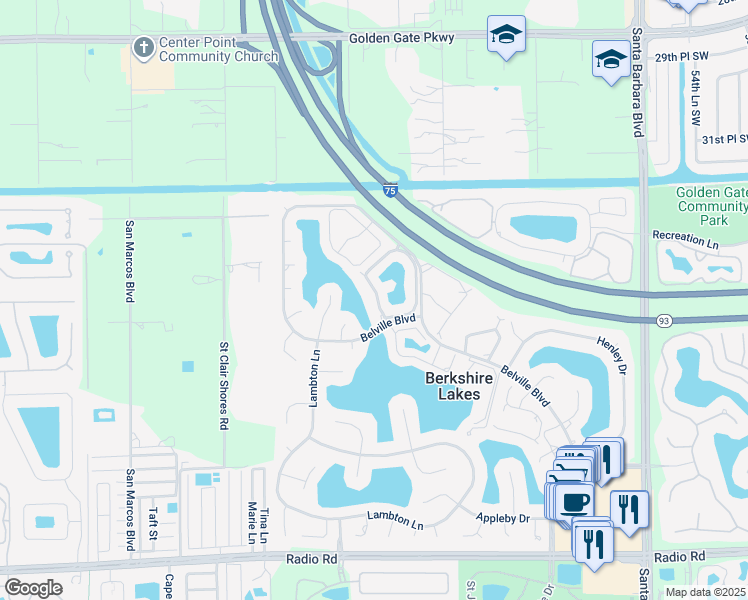 map of restaurants, bars, coffee shops, grocery stores, and more near 830 New Waterford Drive in Naples