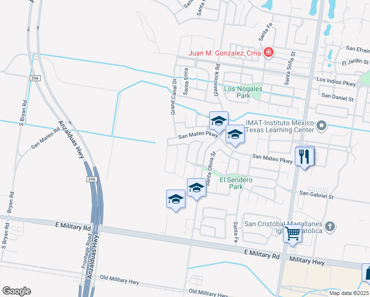 map of restaurants, bars, coffee shops, grocery stores, and more near 3906 Santa Erica in Mission