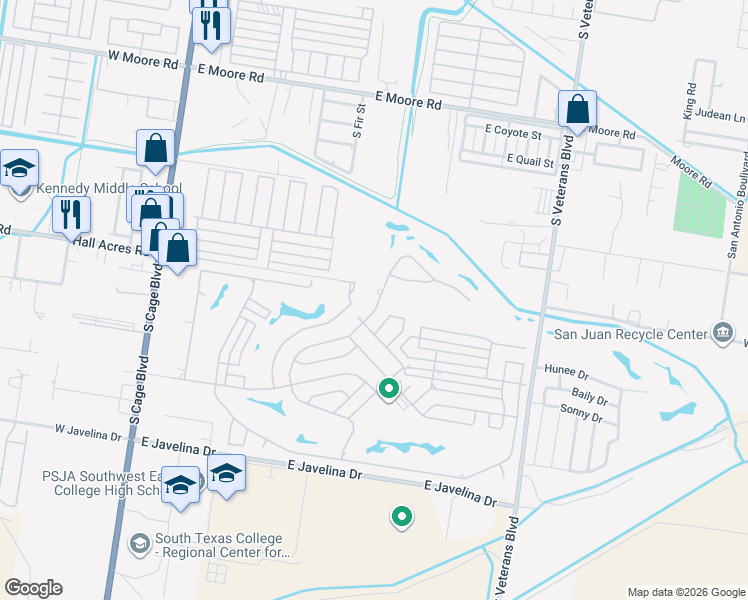 map of restaurants, bars, coffee shops, grocery stores, and more near 2604 Rhett Drive in Pharr