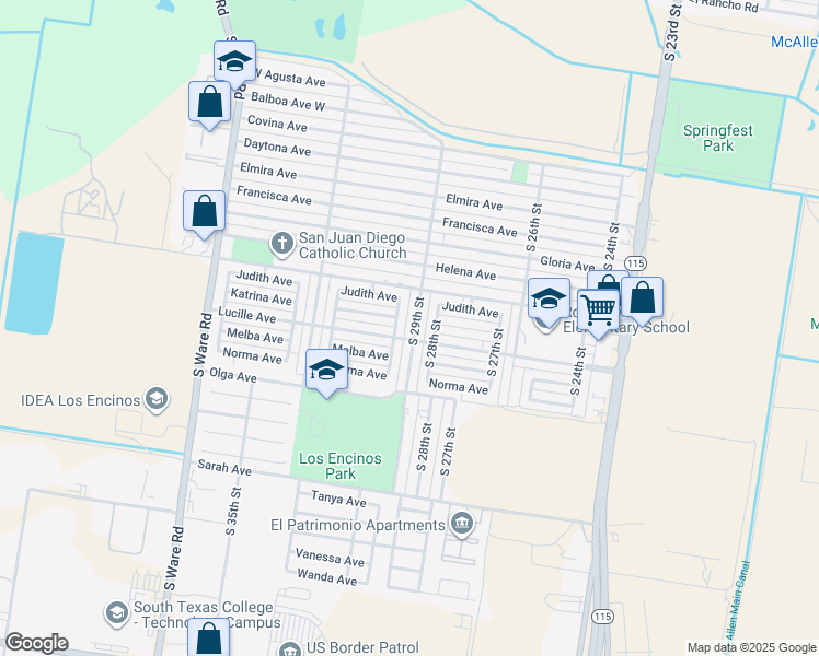 map of restaurants, bars, coffee shops, grocery stores, and more near 4804 South 29th Street in McAllen