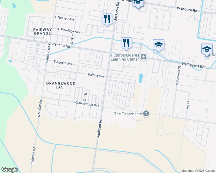 map of restaurants, bars, coffee shops, grocery stores, and more near 3700 Embassy Avenue in Pharr