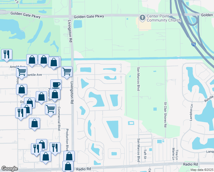 map of restaurants, bars, coffee shops, grocery stores, and more near 974 Tivoli Court in Naples