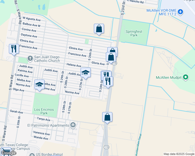 map of restaurants, bars, coffee shops, grocery stores, and more near 4801 South 26th Street in McAllen