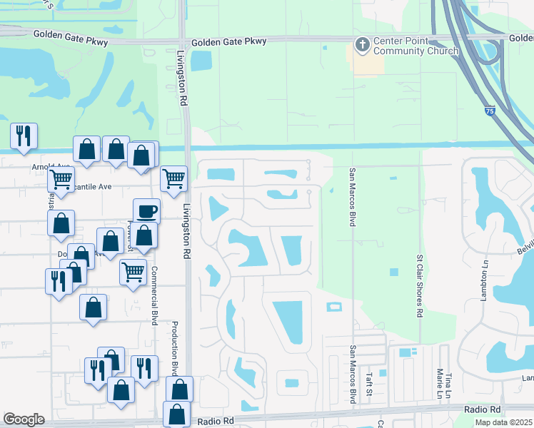 map of restaurants, bars, coffee shops, grocery stores, and more near 974 Tivoli Court in Naples