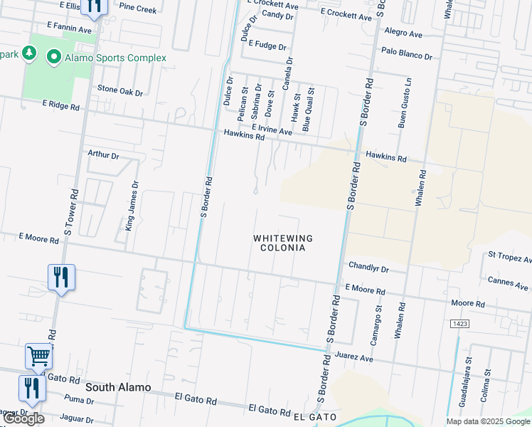 map of restaurants, bars, coffee shops, grocery stores, and more near 1006 Dove Street in Alamo