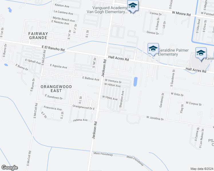 map of restaurants, bars, coffee shops, grocery stores, and more near 3700 Embassy Avenue in Pharr