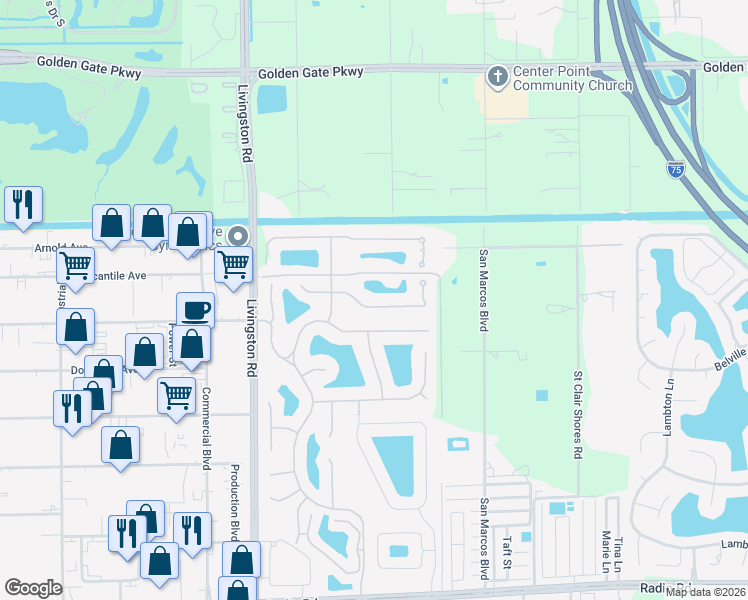 map of restaurants, bars, coffee shops, grocery stores, and more near 974 Tivoli Court in Naples