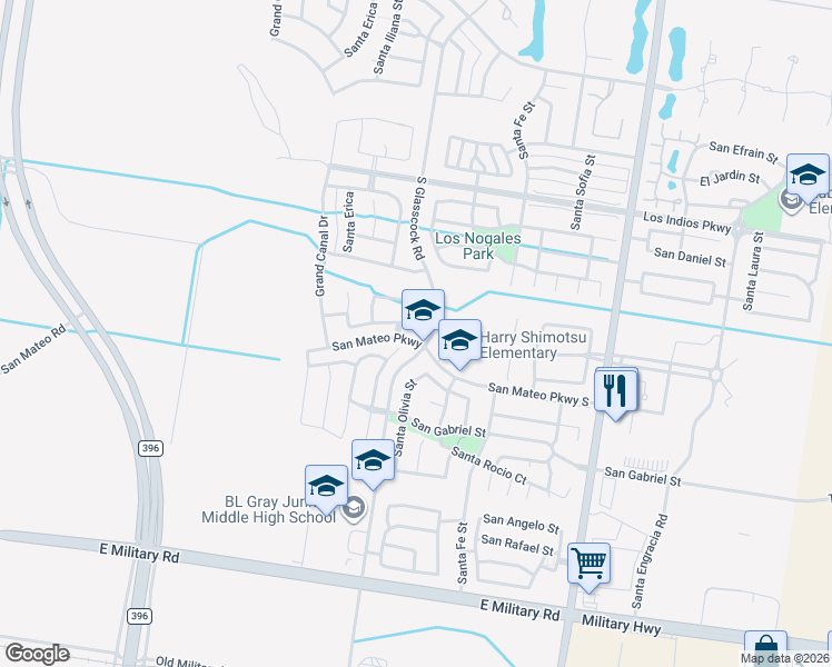 map of restaurants, bars, coffee shops, grocery stores, and more near 2808 San Eduardo in Mission