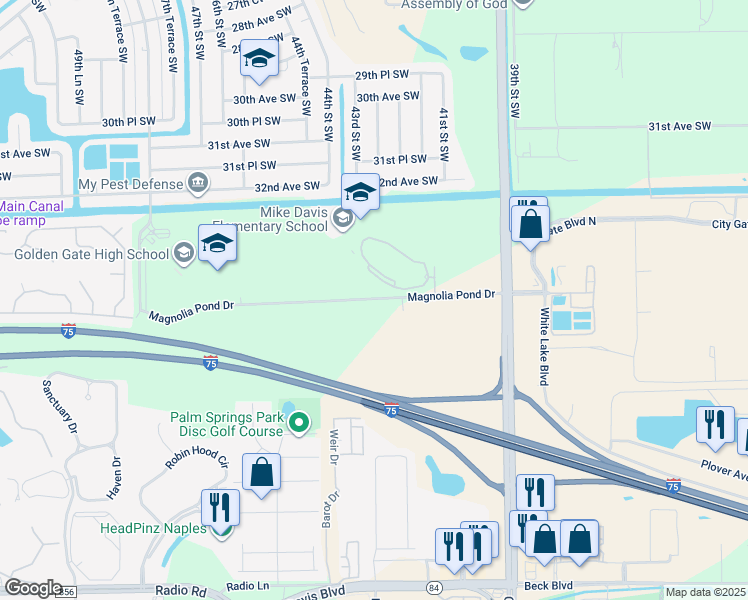 map of restaurants, bars, coffee shops, grocery stores, and more near 3501 Magnolia Pond Drive in Naples