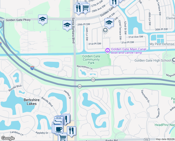 map of restaurants, bars, coffee shops, grocery stores, and more near 1763 Wellesley Circle in Naples