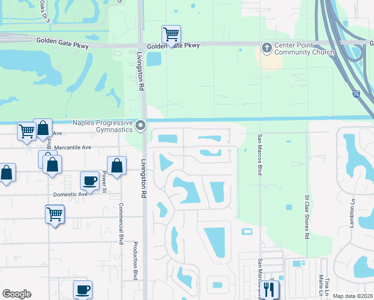 map of restaurants, bars, coffee shops, grocery stores, and more near 1020 Tivoli Lane in Naples
