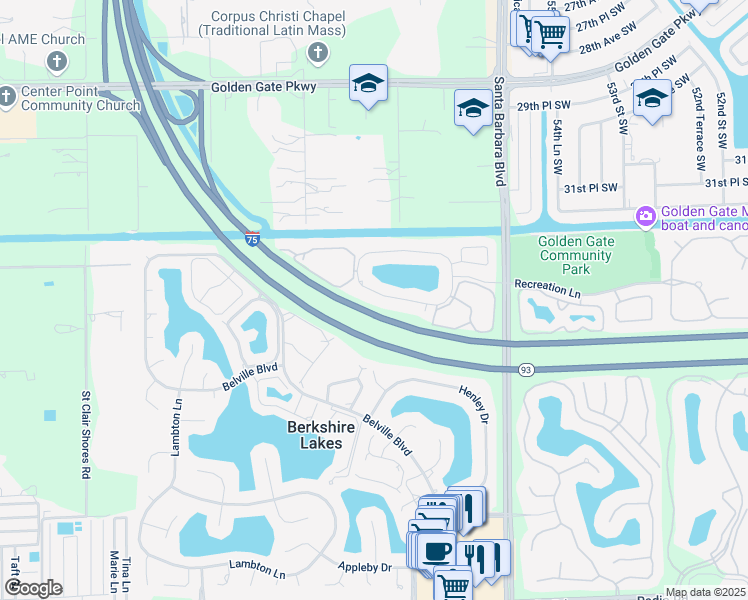 map of restaurants, bars, coffee shops, grocery stores, and more near 1413 Monarch Circle in Naples
