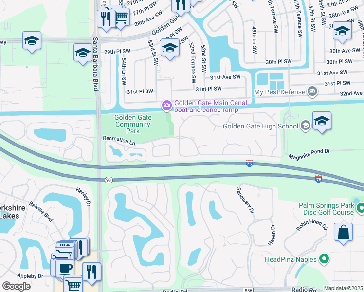 map of restaurants, bars, coffee shops, grocery stores, and more near 4083 Stow Way in Naples