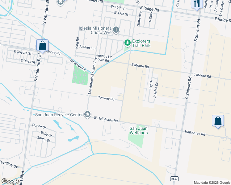 map of restaurants, bars, coffee shops, grocery stores, and more near 2402 South Nebraska Avenue in San Juan