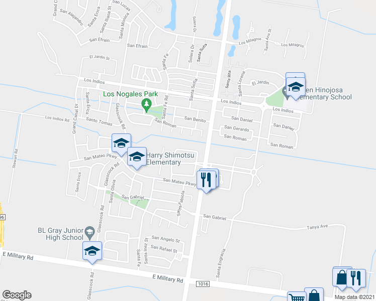 map of restaurants, bars, coffee shops, grocery stores, and more near 3403 San Ricardo in Mission