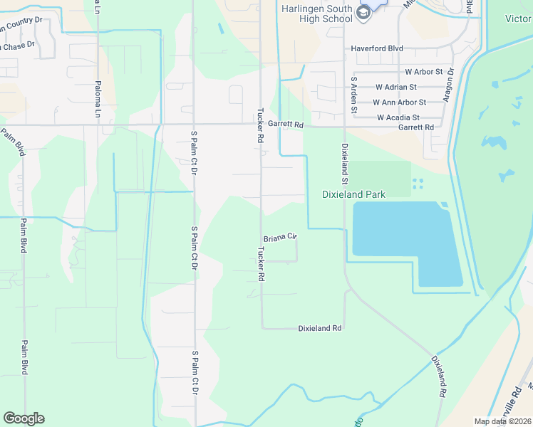 map of restaurants, bars, coffee shops, grocery stores, and more near 2810 Tucker Road in Harlingen