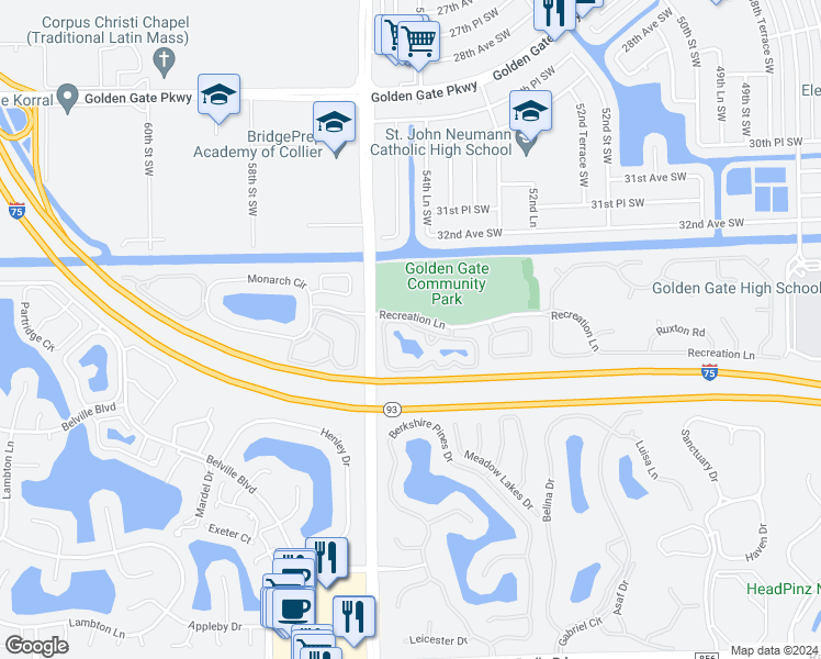 map of restaurants, bars, coffee shops, grocery stores, and more near 1763 Wellesley Circle in Naples
