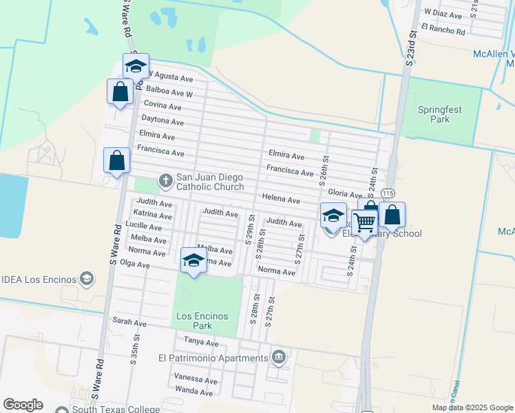 map of restaurants, bars, coffee shops, grocery stores, and more near 2908 Idela Avenue in McAllen