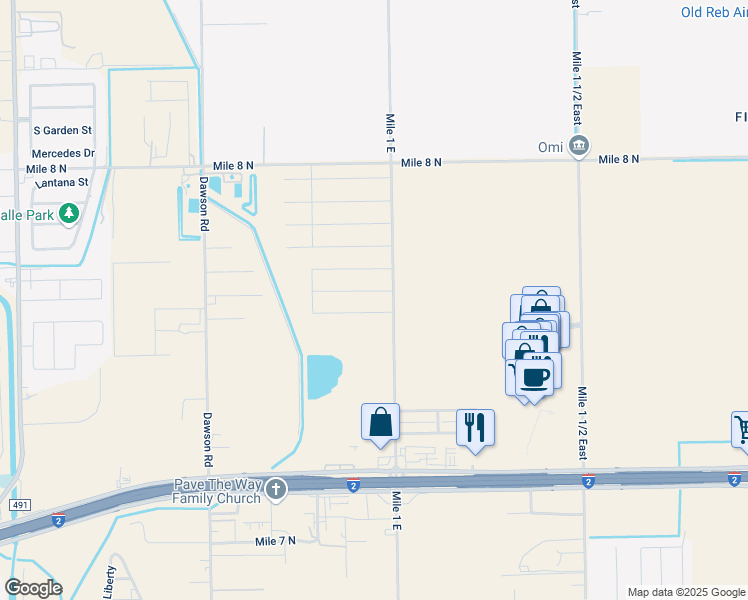 map of restaurants, bars, coffee shops, grocery stores, and more near 9563 Mile 1 East in Mercedes
