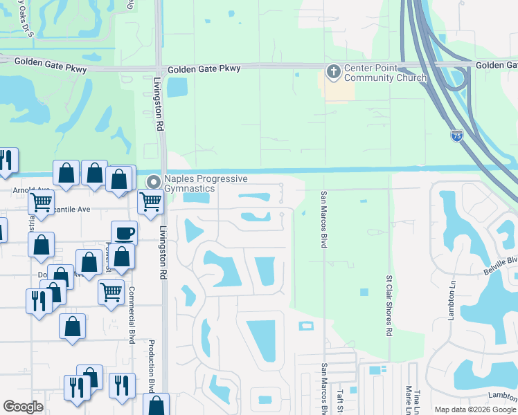map of restaurants, bars, coffee shops, grocery stores, and more near 910 Tivoli Court in Naples