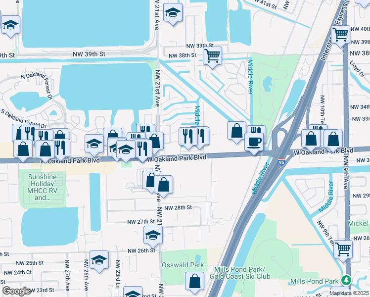 map of restaurants, bars, coffee shops, grocery stores, and more near in Fort Lauderdale