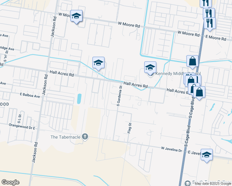 map of restaurants, bars, coffee shops, grocery stores, and more near 2700 South Gardenia Street in Pharr