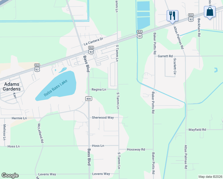 map of restaurants, bars, coffee shops, grocery stores, and more near 15250 Regina Ln in Harlingen